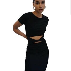 LNA Black Cutout Midi Dress